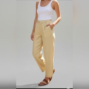 NWT Zara Yellowish Beige Barrel Leg Pants size L
